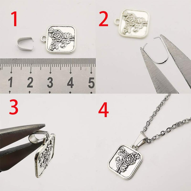 WOCRAFT 300pcs Mixed Stainless Steel Pinch Clip Clasp Bail Finish Necklace Clasps Pendant Clasps Claw Bail Pendant Clasps Pinch Clip Clasp Bail for Necklace Dangle Charm Pendant Connector (M397) - Image 4